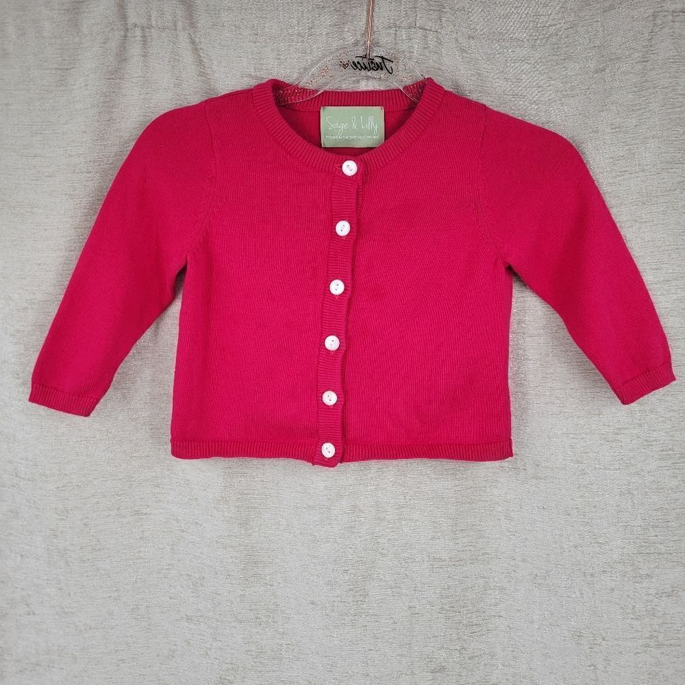 Sage & Lilly Pink Button-Up Cardigan Cotton Girls Toddler Size 2T